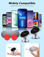 2 Pack Magnetic Phone Holder for Car, [ Strong Magnet ] Magnetic Phone Holder, Dashboard Phone Holder Mount 360 Adjustable, Car Mount for iPhone Samsung etc All Smartphones, Sliver