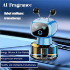 Robot Intelligent Aromatherapy Machine, Smart Cute Robot Car Air Freshener - Fine Spray/Fillable/Four-Gear Adjustment/Vibration Sensing/On-Off/Large Capacity Long-Lasting Fragrance/Blue-V2(Ocean)