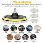 Buffer Polisher Pad Made of Wool - Wheel Mop Kit for car Detailing Drill Adaptor | Pack of 5 pcs - car buffers and Polishers kit is Practically Durable & Reusable - Drill Adapter.