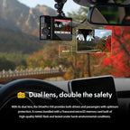 Transcend DrivePro Dash Cam Front and Rear, 2K QHD 1440P+1080P Full HD Car Cam/140°Wide-Angle/180°Rotatable Rear Lens/Night Vision Loop Recording/Head-Up Display/Wi-Fi/GPS GLONASS/ADAS/Support 1TB Max