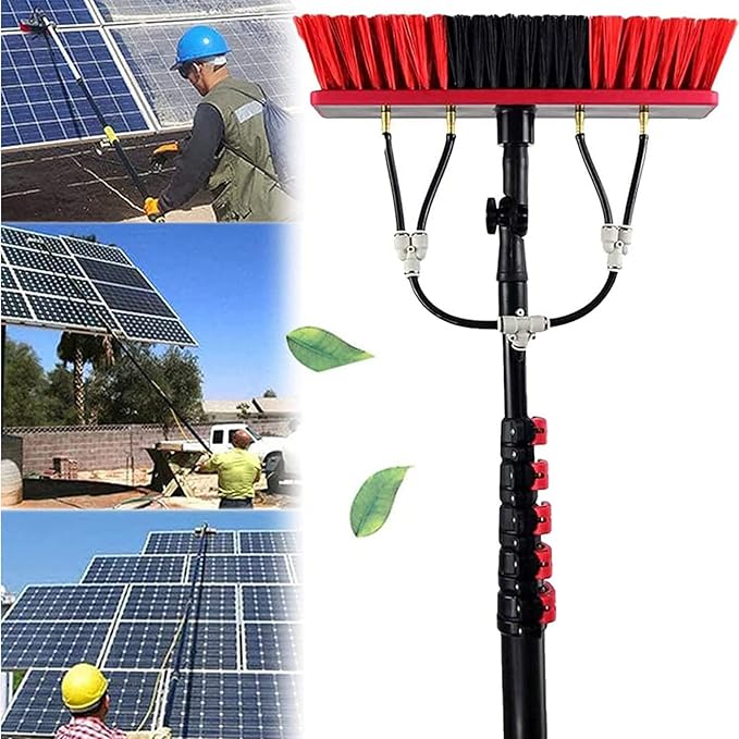 Window Cleaning Pole,Photovoltaic Panel Cleaning Tool,Multi-Purpose Water Spray Brush,Extendable Cleaner for Trucks Windows Washing,7.2M (9M)
