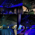 AZIMOM Dual Color 20W Twinkle 900pcs Fiber Optic Starlight Headliner Kits 0.03in 9.8ft Fiber Strands End Glow Sound Activated Remote APP Control RGBW Light Source Home Ceiling Car Headliner Décor
