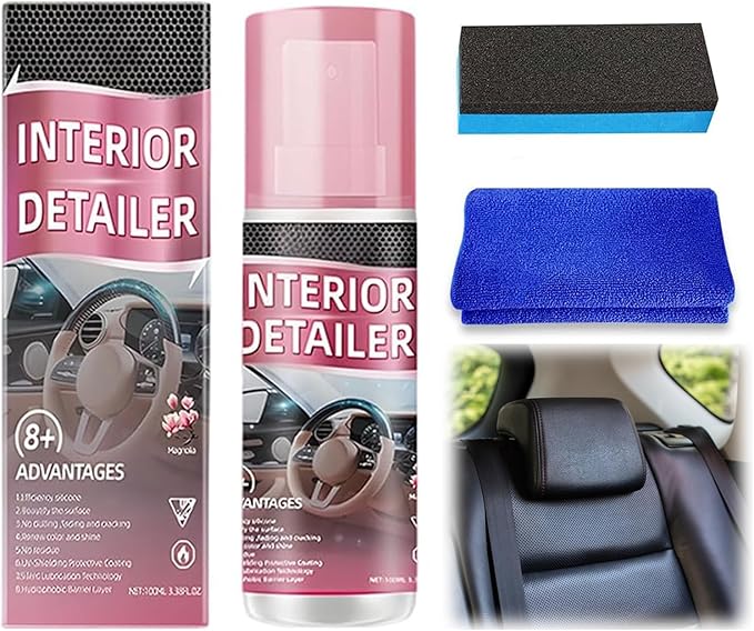 Car Interior Cleaner, Polishing Cleaner Detailer Spray, for Vehicle Detailing, Car Interior Detailer Spray, All Purpose for Dashboards, Seats, Leather, Plastic (1PCS, 100ML)