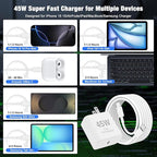 45W iPhone 17 16 Pro Max Charger Fast Charging,3Pack USB C Fast Charger Block with Long 10/10/6FT C to C Cable for Apple 17 Pro Max/16 Pro/15/iPad 13th,PD Quick Adapter 3.2 for iPhone 17-Purple