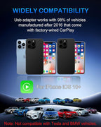 Wireless CarPlay Adapter for iPhone, Mini Size Plug & Play, Stable Fast Connection, Compact USB-A/USB-C for iPhone iOS 10+ with Manual