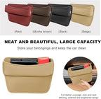DXNQ Large Capacity Car Seat Gap Filler Organizer, Leather Car Front Seat Slot Storage Box Keeps Car Tidy, Portable Car Seat Gap Filler with 2 Charge Holes for Phones Glasses Keys Cards (Beige)