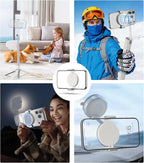 TONEOF Phone Clamp for Magnet with Metal Ring,Phone Mount Adapter for Magsafe Car Phone Holder,Quick Installation & Easy Removal Clip for All Phones/Magnetic Tripod/Magnet Mounts (Beige Gray,1 Pack)