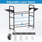 Tire Storage Rack 57" x 55.1" x 20" w/Anti-dust Cover, Adjustable Rolling Tire Rack for Garage Black w/4 Swivel Casters & 2 Storage Shelf for Garage Storage