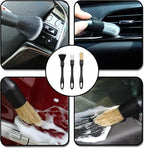 Car Detailing Brush Set, Car Wheel Brush, Tire Brush, Car Interior Dust Cleaning Kit, Ultra Soft Boars Hair Car Interior Detailing Brushes, for Cleaning Car Interior Exterior