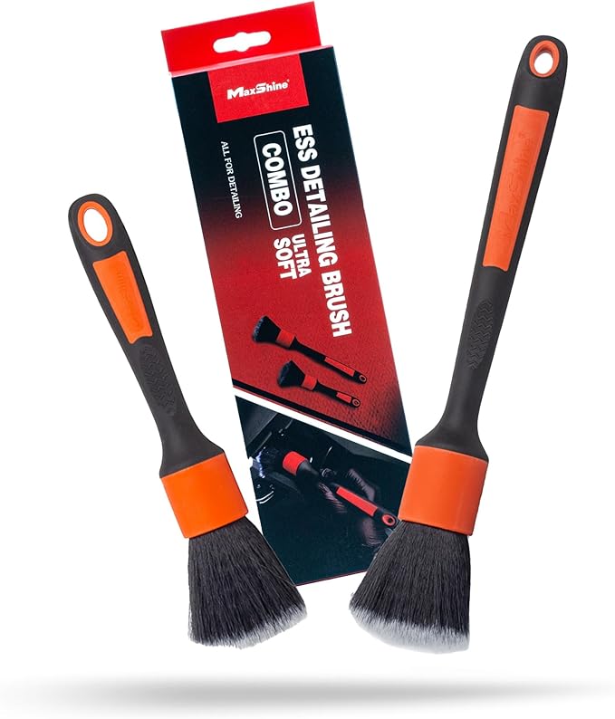Maxshine Universal Ultra Soft ESS Detailing Brush Combo (2-Piece Set) – Ultra Soft Bristles, Non-Slip Handle, Chemical Resistant – Ever So Soft Precision Cleaning for Auto Interior & Exterior