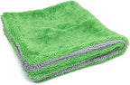 Autofiber Dreadnought Jr. Microfiber Car-Drying Towel, Superior Absorbency, Trucks and SUVs, Double-Twist Pile, One-Pass Vehicle-Drying Towel - Pack of 2, Green/Gray (16 inch x 16 inch)