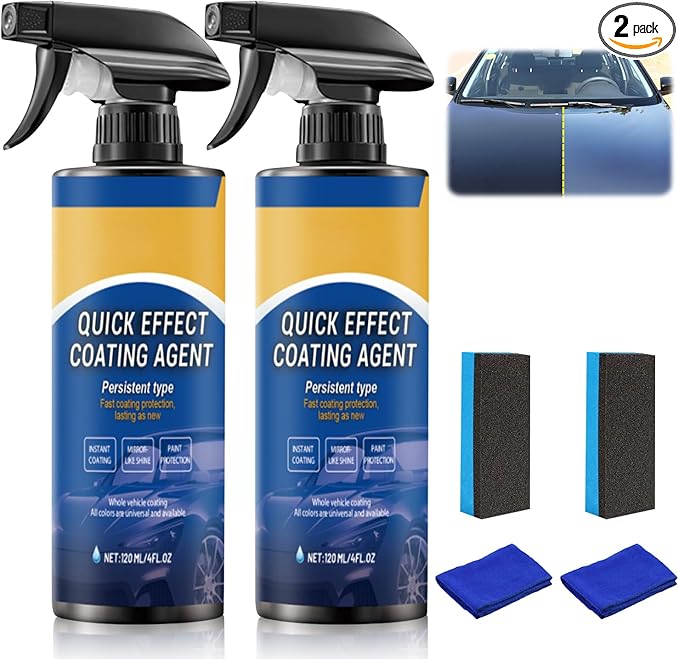 2Pcs Advanced Car Quick-Acting Coating Agent Spray, Car Coating Spray, 2025 New Quick Effective Coating Spray,Car Scratch Wax Polish Spray Waterless Wash, Oil Film Emulsion Glass Cleaner