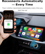 Mini Wireless Carplay Adapter, Compatible with Apple iPhone iOS 10+ Android 11+, Plug & Play, Compact Design for iPhone & Android with USB-A/Type-C Port
