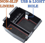 Compatible with Center Console Organizer Tray Jeep Wrangler JL/JLU 2018-2023 2024 2025 2026 and Jeep Gladiator JT Truck 2020-2023 2024 2025 2026 Insert Armrest Accessories (Not for JK/JKU)(Red Trim)
