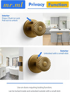 Privacy Door Knob Antique Brass Retro Door Knob, Interior Vintage Door Handle Bedroom Bathroom Brushed Doorknob, Stainless Steel Knob, 1 Pack