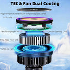 15W Fast Charging Magnetic Wireless Charger with 1" Ball for RAM Mounts - 3.54" Medium Aluminum Alloy Arm, TEC and Fan Dual Cooling - Compatible with MagSafe iPhone 17/16/15/14/13/12 Series