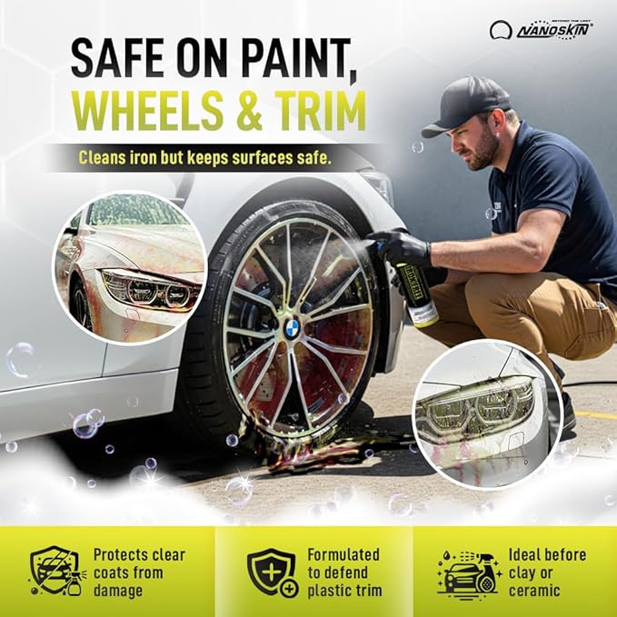 Nanoskin IRON FREE Paint, Wheel and Glass Decontamination Fall Out Remover 5 Gallons - Removes Iron Particles in Car Paint, Motorcycle, RV & Boat | Use before Clay, Wax or Car Wash for Car Detailing, Yellow