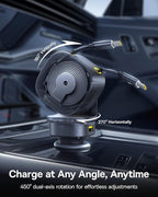 Baseus 163W Retractable Car Charger USB C Fast Charging, PrimeTrip VR2 Max 4 in 1 Fast Car Charger with Dual Retractable USB C Cable for iPhone 17 16 15 Pro Max, Samsung Galaxy S25 Ultra, Android