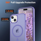 SUPFINE Magnetic for iPhone 15 Case (Compatible with MagSafe) (Military Grade Drop Protection) Slim Translucent Matte Shockproof with Anti-Fingerprint Phone Case, Purple