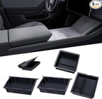 BANKKY 5PCS Center Console Organizer for Tesla Juniper: 2025-2026 New Model Y Accessories Center Console Storage Tray Armrest Hidden Box Orgainzer and Underseat Storage Box Durable ABS Anti-Slip