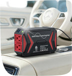 BESTEK Pure Sine Wave Power Inverter - 300W Car Plug in Charger Outlet DC 12V to 110V AC - Cigarette Lighter Adapter 4.8A Dual USB Fast Charging Ports for Phone, Laptop, CPAP - Black