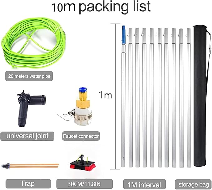 Telescopic Window Cleaning Brush Kit – 26.5ft Water Fed Extendable Pole for Easy Reach – Choose 50cm or 30cm Brush – Ideal for High Windows & Outdoor Cleaning