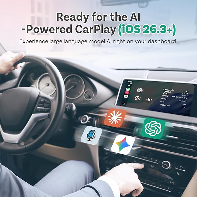 OTTOCAST 2026 Upgrade Mini Cube 3.0, 2-in-1 Wireless CarPlay & Android Auto Adapter, Plug & Play Dongle, Fast Auto-Reconnect, Dual-Band 5Ghz, for Cars with Wired CarPlay & Android Auto