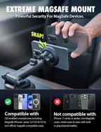 Bracketron MagSafe Car Mount,MagAlign Pro Extend Magnetic Phone Holder for Car Windshield & Dashboard, 360° Vacuum Suction Cup Phone Mount for iPhone 17 Pro Max 16 15 14 13 12,Car Accessories.