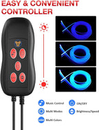 Qoope Interior Car LED Strip Lights 12V RGB LED Ambient Lighting, USB Fiber Optic Lights 5M 16 FT Interior Car Lights with for Decorative Accessories
