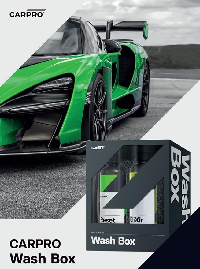 CARPRO Wash Box - 5 Products: Elixir, Reset, Microfiber Mitt, DHydrate Drying Towel & 2 Face No Lint Towel - Everything to Clean Your Car All Season Long, 16 Treatments