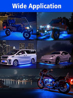 YM E-Bright 4Pcs Led Strip Lights for Car, 12inch Waterproof IP68 Car Underglow Strip Lights Decoration 18SMD 12V Led Interior Exterior Lights Strip for Cars Motorcycles Truck Golf Cart Boat - Blue