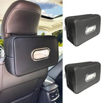 Noaman Upgraded 2 Pakc Large Car Tissue Holder PU Leather Tissues Box Cover Backseat Rectangular Napkin Holder for Car Fits for 120 Standard Kleenex Tissues Box for Car Organization Accessories Black