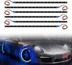 6 PCS 15 LED Strip Underbody Light, 1Ft 12V Waterproof Car Led Interior Exterior Strip Light with 6 Inch Wire, Waterproof Car Underglow Lights Motorcycles Golf Cart Boat Decoration (Blue)