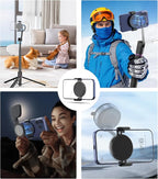 TONEOF Phone Clamp for Magnet with Metal Ring,Phone Mount Adapter for Magsafe Car Phone Holder,Quick Installation & Easy Removal Clip for All Phones/Magnetic Tripod/Magnet Mounts (Black,1 Pack)