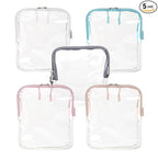 BORSALI TSA Approved Toiletry Bag - Clear Quart Size for 3-1-1 Carry On Travel - Makeup Organizer Cosmetic Pouch with Zipper - Travel Accessories - 5 Pack Colors