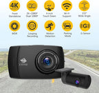 Z-Edge T4 Dash Cam Front and Rear, 4K Dual Dash cam, 2K+1080P Front and Rear, Touch Screen WiFi Car Camera, WDR, Night Vision, G-Sensor, Loop Recording, 24 Hours Parking Mode, Support 512GB Max