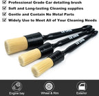 BMLEI 3pcs Car Detailing Brushes Set,Boars Hair Auto Car Detail Brush Kit No Scratch, Car Detailing Kit for Clean Interior or Exterior, Wheels, Tires, Engine Bay, Leather Seats