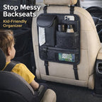 Backseat Car Organizer for Kids, Seat Organizer with 5 Storage Pockets for Travel, Black, Durable & Water-Resistant, Easy Install for Car SUV