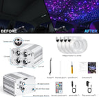 4 Colors 32W Twinkle Car Starlight Headliner Kit 1000pcs*0.03in*13.1ft with APP&RF Remote,RGBW Fiber Optic Strands Star Roof Lights,4 Port Engine Sound Activated Ceiling Star Lights for Home/Car Decor