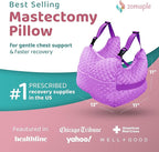 Zomaple Mastectomy Recovery Pillow with Strap, Swirly Gel Pack, Seat Belt Cover & Shower Lan – Post Mastectomy Must Haves, Breast Augmentation/Reduction & Mastectomy Recovery Supplies – Washable Cover