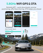 BOTSLAB 3K 4 Channel Dash Cam, 560° All-Sides View, Front and Rear Inside Car Camera with 3.18”Touch Screen, Dash Camera 24/7 Parking Mode, Built-in GPS 5.8GHz WiFi Voice Control, Free 128GB Card