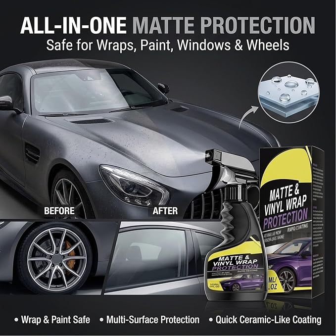 Matte Vinyl Wrap Protection Spray - Matte & Vinyl Wrap Protection Spray,Matte Finish Detailer for Cars, Cleaning and Maintenance, Coating Care