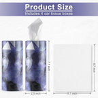 SINGARO Car Tissue Holder, 4 Pack Car Cup Holder Facial Tissues with Travel Tissue Bag, Quick and Convenient Flower Combination Box(4 Canisters/200 Tissues) Purple
