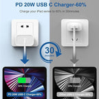 iPad Fast Charger,2Pack iPad Pro Charger 10FT Long USBC to C Cable Cord 20W USB C Charger i-Pad Charging Block for iPad 10,i-Pad Mini 6/7,iPad Air/iPad Pro 13/12.9/11inch 2020/2021/2022/2024