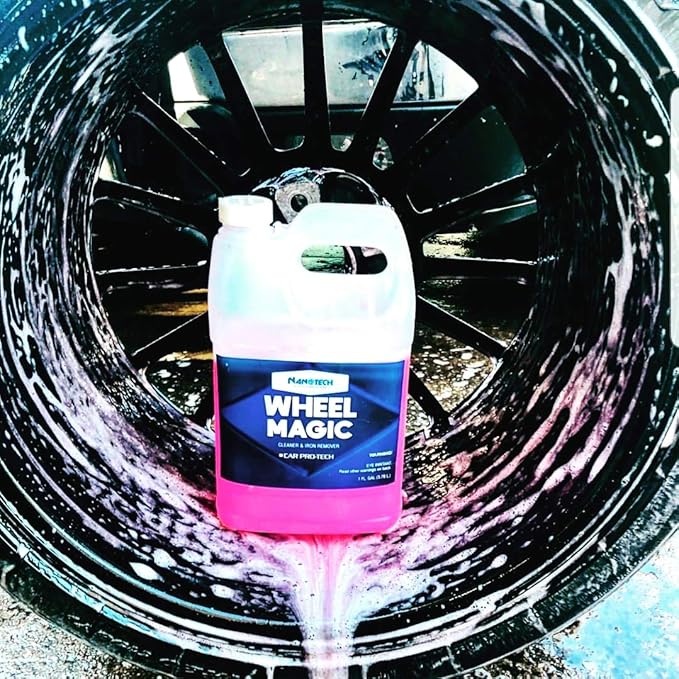 Wheel Magic - Cleaner Iron Stains, Industrial Fallout, Rust Remover Spray for Car, RV, Motorcycle, Detailing - Color Changing Formula - Fast Acting - Non Acid Based (16 Oz.)