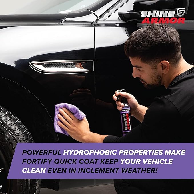 Ceramic Coating Top Coat for Cars Fortify Quick Coat Car Wax Polish Spray Waterless Wash & Wax Hydrophobic Top Coat Polish & Polymer Paint Sealant Detail Protection 32 Fl Oz (2x16floz bottles)