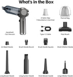 Portable Car Vacuum Cleaner High Power 17500Pa, Lightweight Mini Vacuum Cleaner, Hand Held Vacuum with LED 3-Speed Display, Multiple Attachments, Car Cleaning Kit Interior, Ideal Gift for Cars Owners