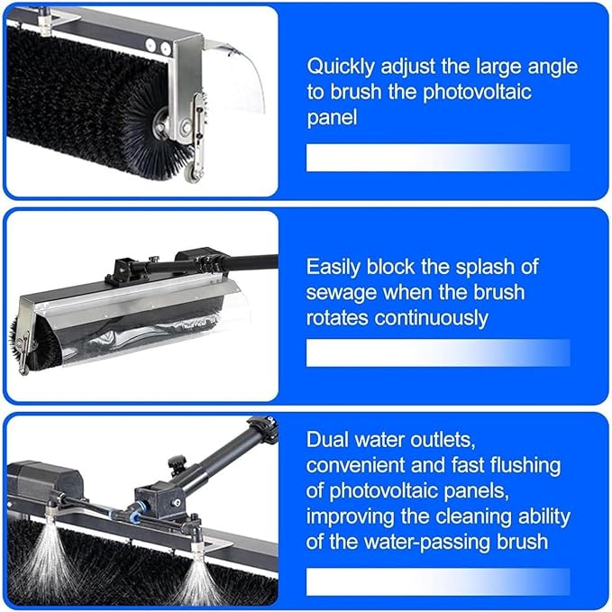 Solar Panel Cleaning Tools - Electric Cleaning Machine with Telescopic Pole for Efficient Solar Photovoltaic Panel Maintenance in Office Buildings & Gardens,7.5m/25ft
