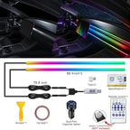 Dreamcolor Acrylic Interior Car LED Strip Light with USB/Type C/4-Port Cigarette Lighter, RGB 2 in 1 with 110.2 inches LEDs Ambient Lighting Kits, Sound Active Function Neon Led Strips for Car