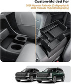 ECOZEN 2026 Palisade Center Console Organizer - 2 Pcs Double-Layer Center Console Organizer + Lower Center Console Tray For 2026 Hyundai Palisade/Palisade Hybrid - Only Fit Palisade Calligraphy Trim